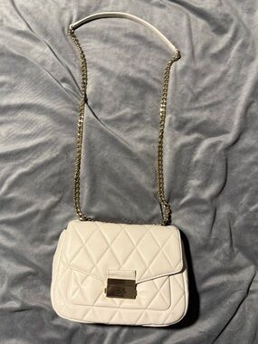 kate spade Quilted white Crossbody Bag with Gold Chain